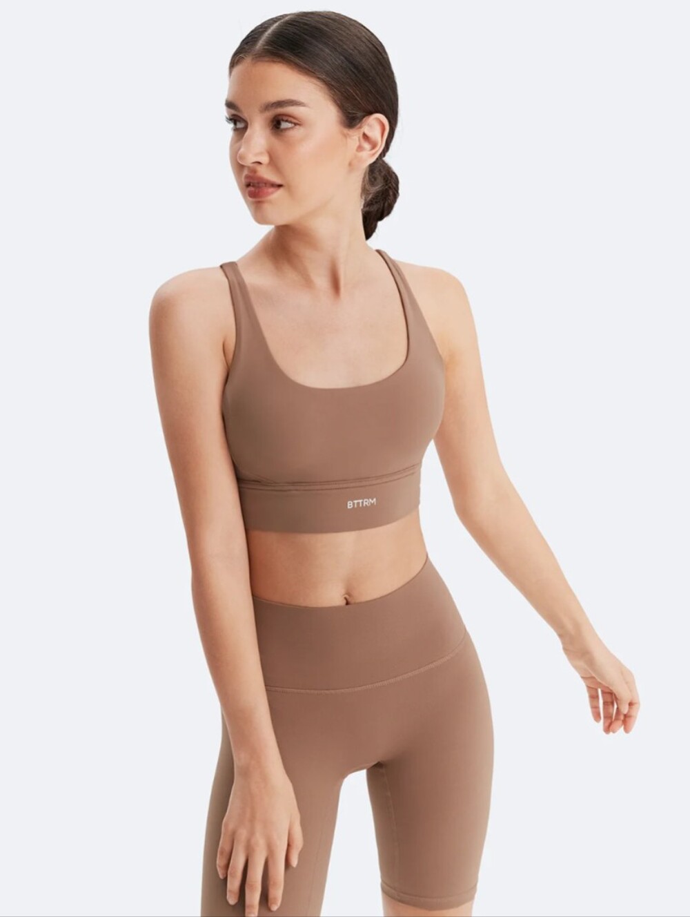 🆕 Seamless Padded Strappy Sports Bra - Tan / Warm-Brown